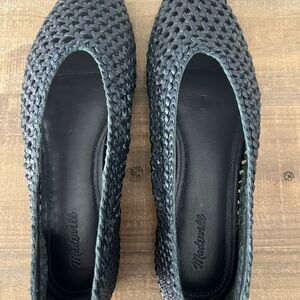 Madewell Mylie Ballet Flat.  Black Handwoven leather. Brand new - never worn.